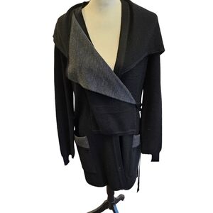 MM SOHN Black Wrap Cardigan Long Sleeve Sweater